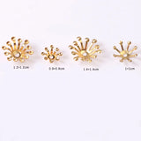 100 PCS Metal Copper Stamen Flowers Base Filigree Hollow Out Flowers Bead Caps
