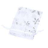 100 PCS Silver Snowflakes Organza Gift Bags Drawstring Pouch