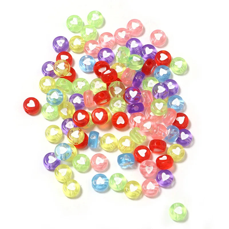 100 PCS/Pack 4 * 7 MM Acrylic Letter Peach Heart Love Beads DIY Beads