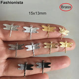 100 PCS Dragonfly Charms 15*13mm Stamping Findings Brass Plated