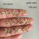100 PCS Dragonfly Charms 15*13mm Stamping Findings Brass Plated