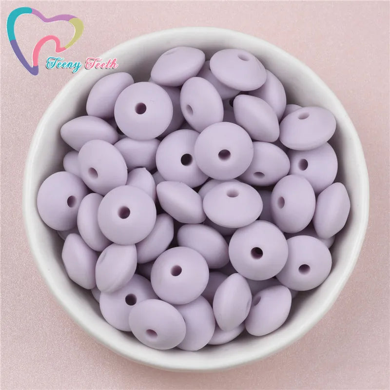 100 PCS Silicone 12MM Lentils Teething Necklace Baby Teether Toy