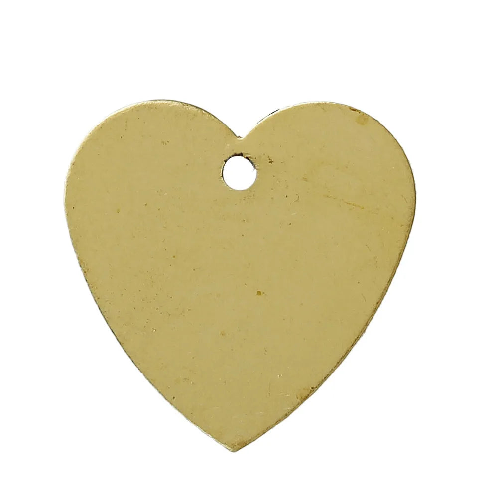 100 Copper Brass Blank Stamping Tags Love Heart DIY Jewelry Making