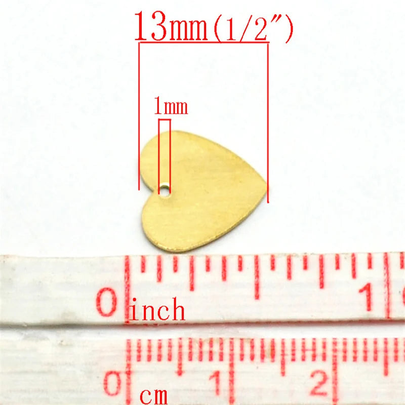 100 Copper Brass Blank Stamping Tags Love Heart DIY Jewelry Making