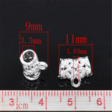 100 PCs Tube Spacers Beads Bail Znic Alloy Silver Bead For DIY Jewelry Making