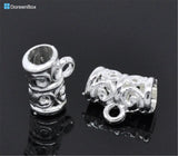 100 PCs Tube Spacers Beads Bail Znic Alloy Silver Bead For DIY Jewelry Making