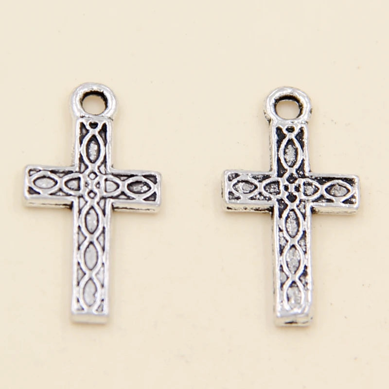 100 Pack Cross 9.5x17.5mm Tibetan Silver Pendant Antique Jewelry Making DIY