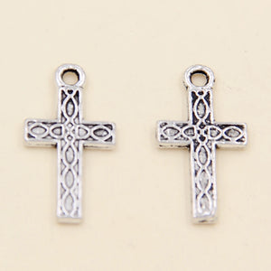 100 Pack Cross 9.5x17.5mm Tibetan Silver Pendant Antique Jewelry Making DIY