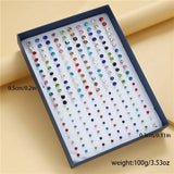 100 Pairs Colorful Rhinestone Stud Earrings For Women