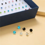 100 Pairs Colorful Rhinestone Stud Earrings For Women