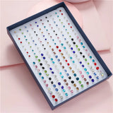100 Pairs Colorful Rhinestone Stud Earrings For Women