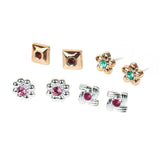 100 Pairs Women Acrylic Crystal Stud Earrings Sets Heart Star Moon Crown Jewelry