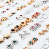 100 Pairs Women Acrylic Crystal Stud Earrings Sets Heart Star Moon Crown Jewelry