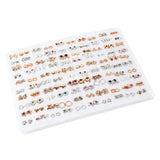100 Pairs Women Acrylic Crystal Stud Earrings Sets Heart Star Moon Crown Jewelry