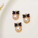 100 Pcs Enamel Pearl Bow Alloy Pendant - DIY Jewelry Findings