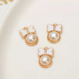 100 Pcs Enamel Pearl Bow Alloy Pendant - DIY Jewelry Findings