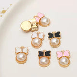 100 Pcs Enamel Pearl Bow Alloy Pendant - DIY Jewelry Findings