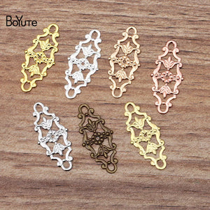100 Pcs 12*27MM European Flower Charms Brass DIY Jewelry Vintage Pendant