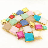100 Pcs 12mm Mix colors Acrylic Opal Square Sew On Beads With brass Claw Setting
