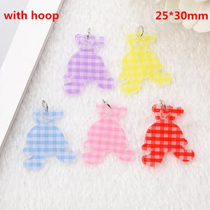 100 Pcs 25*30mm Bear Charms Acrylic Jewelry Findings DIY Scrapbooking