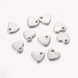 100 Pcs 304 Stainless Steel Heart Pendant DIY Jewelry Accessories