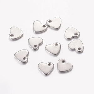 100 Pcs 304 Stainless Steel Heart Pendant DIY Jewelry Accessories