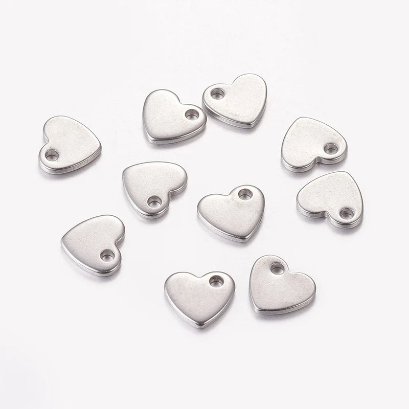 100 Pcs 304 Stainless Steel Heart Pendant DIY Jewelry Accessories