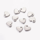100 Pcs 304 Stainless Steel Heart Pendant DIY Jewelry Accessories