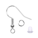 Jewelry Making Kit: 100 Silver Ear Hooks, 150 Earplugs, 50 Lap, 50 Ear