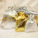 100 Pcs Adjustable Silver Cloth Drawstring Pockets Jewelry Packaging