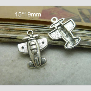 100 Pcs Airplane Charms 15*19mm Antique Metal Pendant For Jewelry Making