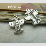 100 Pcs Airplane Charms 15*19mm Antique Metal Pendant For Jewelry Making