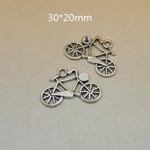100 Pcs Antique Metal Tone Bike Charms 30*20mm Bicycle Pendant