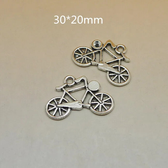 100 Pcs Antique Metal Tone Bike Charms 30*20mm Bicycle Pendant