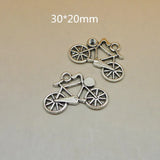 100 Pcs Antique Metal Tone Bike Charms 30*20mm Bicycle Pendant