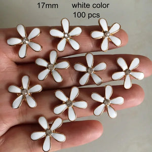 100 Pcs-Black Flowers 17mm Metal Flowers With Oil Drip