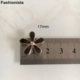 100 Pcs-Black Flowers 17mm Metal Flowers With Oil Drip