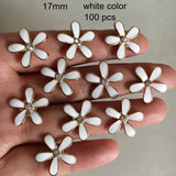 100 Pcs-Black Flowers 17mm Metal Flowers With Oil Drip