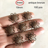 100 Pcs Bowl Filigree Bead Caps 19mm / Silver / Rose / Bronze / KC Metal Flower
