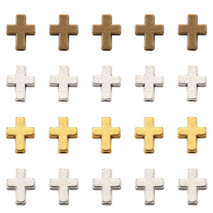 100 Pcs Cross Tibetan Style Alloy Beads Spacer Charms DIY Jewelry Making