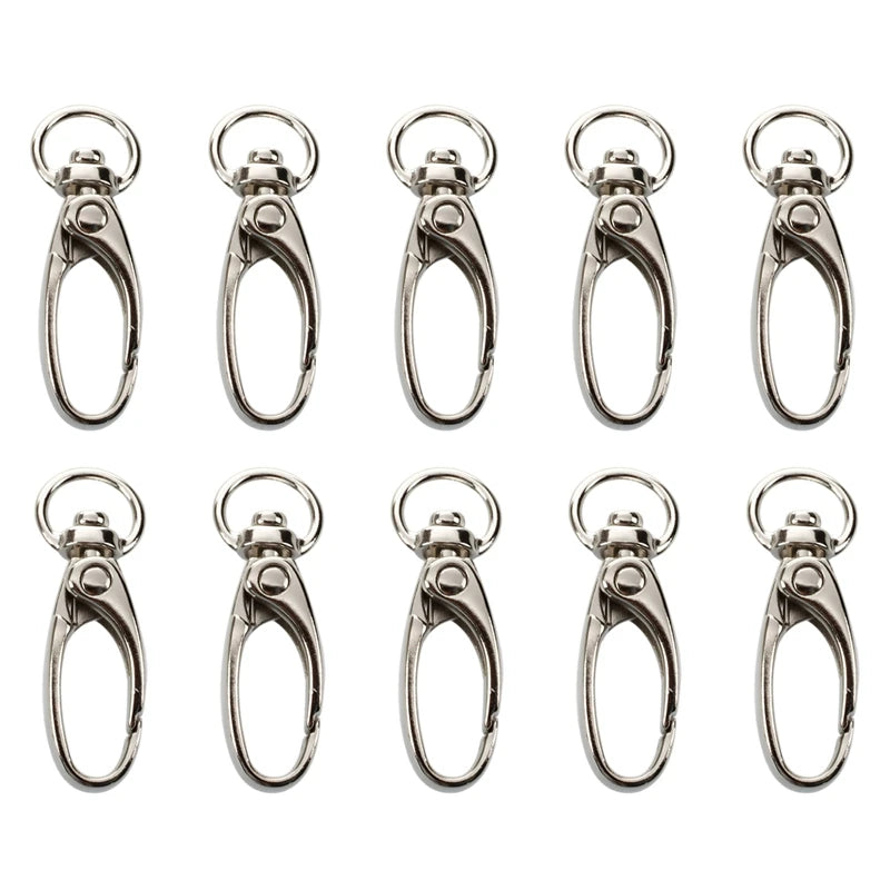 100 Pcs D Swivel Trigger Clips Hooks Metal Key Ring Lobster Clasps