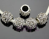 100 Pcs/Lot Mix Owl Flower Peace Heart Bag Charm Beads For European Bracelet