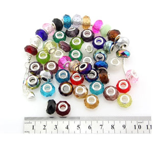 100 Pcs/Lot Mix Colors Faceted Crystal Glass Beads for European Charm Bracelet