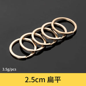100 Pcs Rose Key Ring Plated Round Split Keychain Keyrings