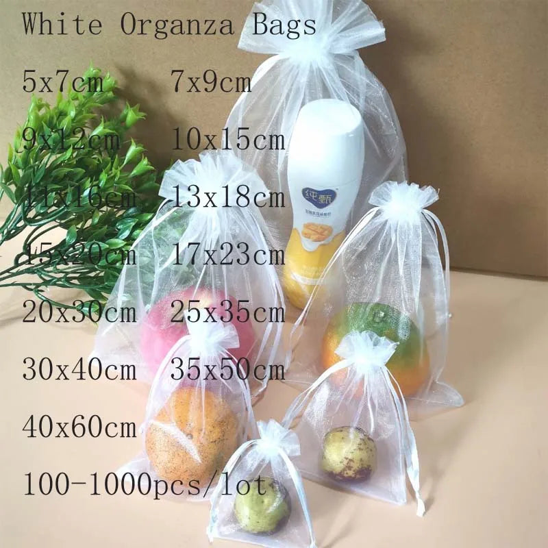100 Pcs Organza Jewelry Bags Drawstring Pouches Small Gift Packaging