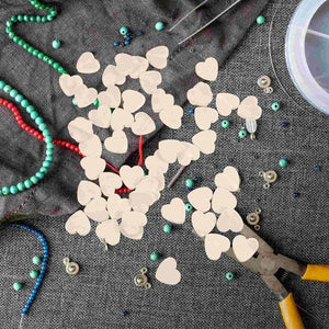 100 Pcs Love Wooden Beads Valentine Heart Jewelry Accessories