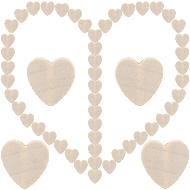100 Pcs Love Wooden Beads Valentine Heart Jewelry Accessories