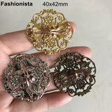 100 Pcs Bronze Metal Filigree Flower Ornament 40x42mm for Jewelry Projects
