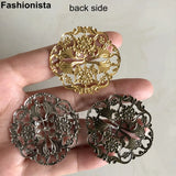 100 Pcs Bronze Metal Filigree Flower Ornament 40x42mm for Jewelry Projects