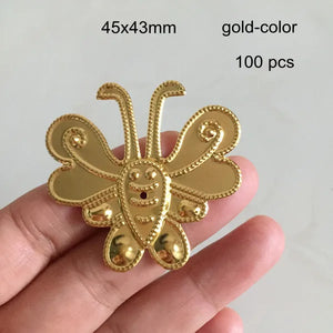 100 Pcs Metal Stamping Bee Ornament 45x43mm Steel-color Bee Embellishment